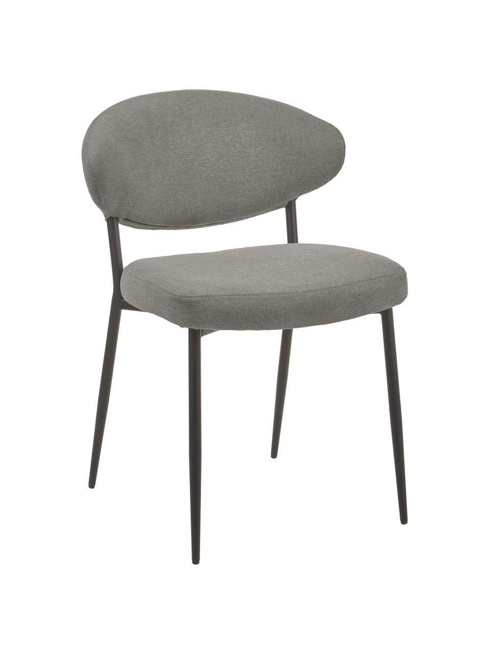 Chaises rembourrées Adele, 2 pièces, Tissu gris, larg. 54 x prof. 57 cm