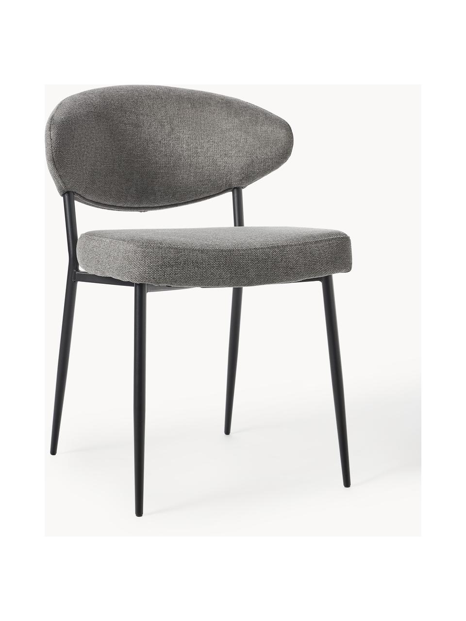 Krzesło tapicerowane Adele, 2 szt., Tapicerka: 95% poliester, 5% nylon D, Stelaż: metal malowany proszkowo, Szara tkanina, S 54 x G 57 cm