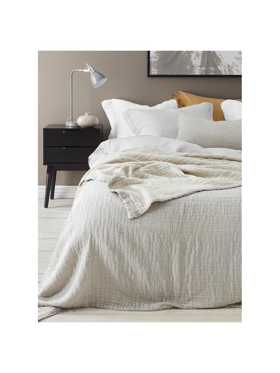 Couvre-lit mousseline de coton Liv, 100 % coton, Gris clair, beige, larg. 260 x long. 260 cm (pour lits jusqu'à 200 x 200 cm)