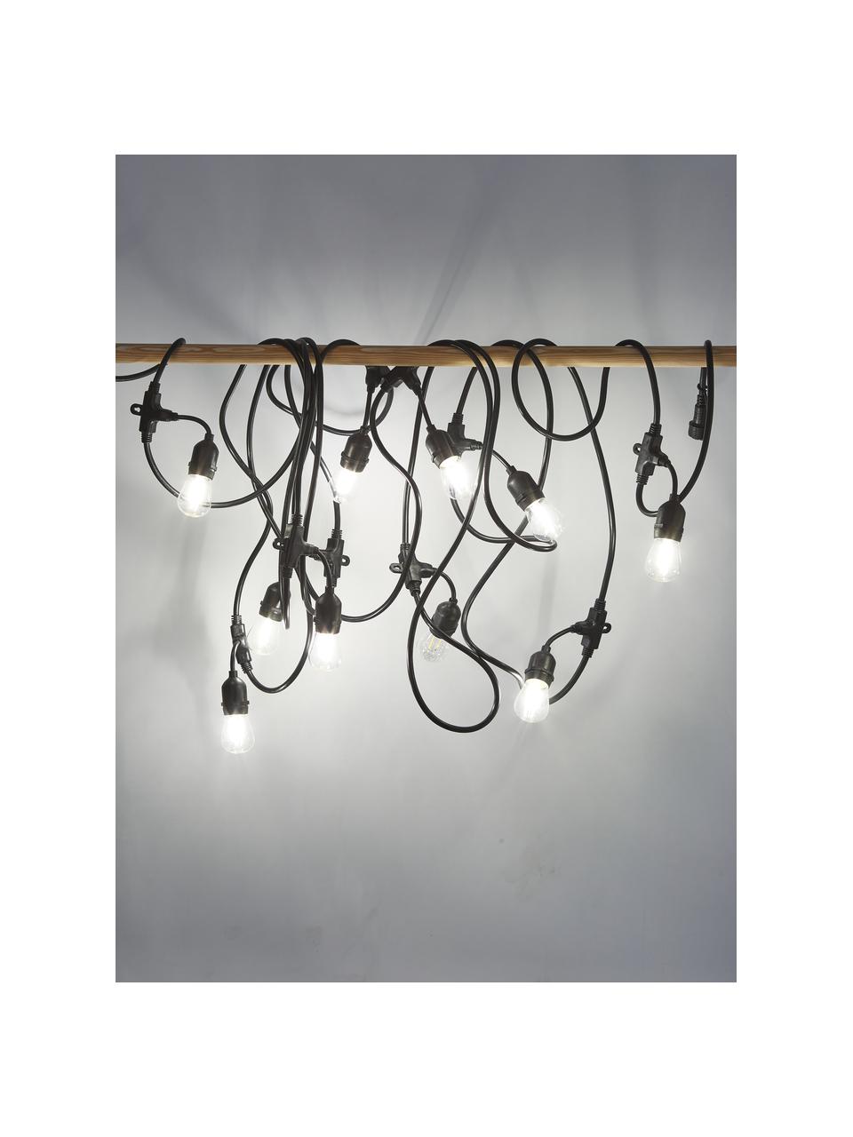 Outdoor LED lichtslinger Joy, 1000 cm, 10 lampions, Lampions: kunststof, Zwart, L 1000 cm
