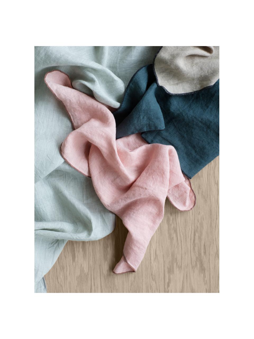 Serviettes de table en lin Gracie, 2 pièces, 100 % lin, Bleu foncé, larg. 45 x long. 45 cm