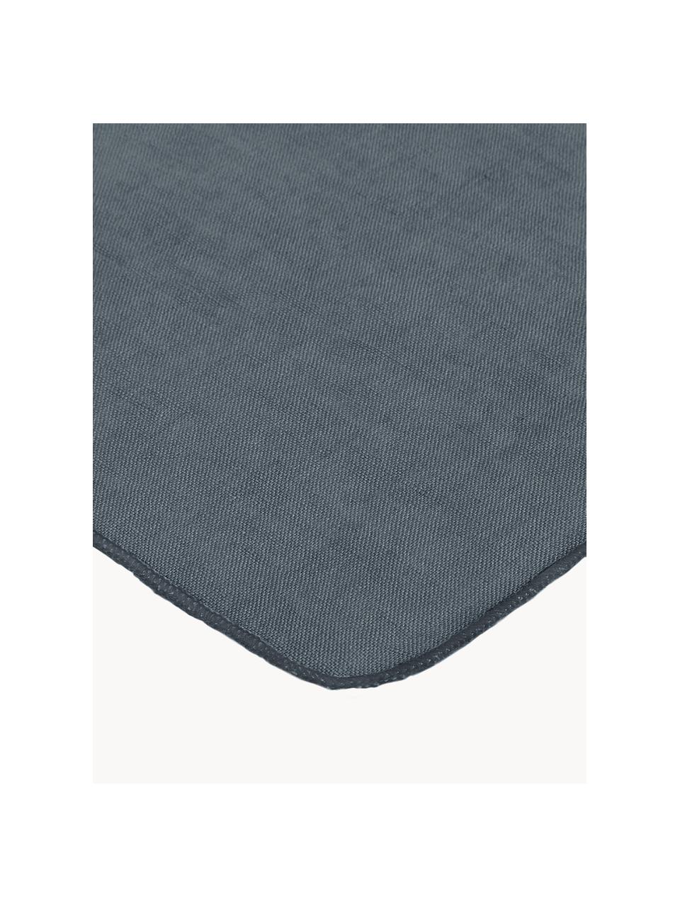 Serviettes de table en lin Gracie, 2 pièces, 100 % lin, Bleu foncé, larg. 45 x long. 45 cm