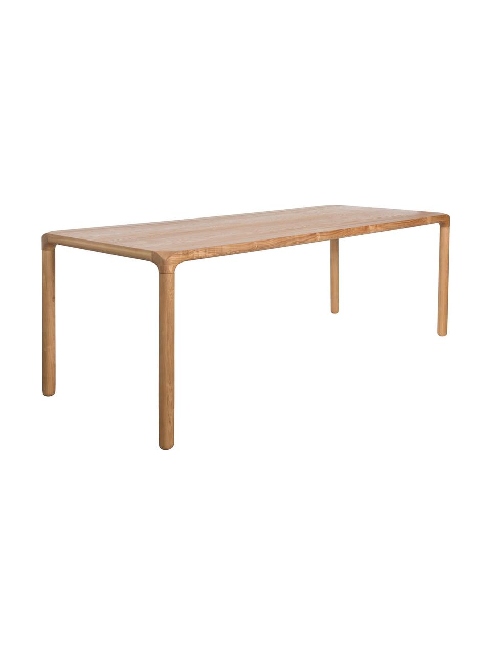 Eettafel Storm, Tafelblad: MDF, essenhoutfineer, Poten: essenhout, Essenhout, licht, B 180 x D 90 cm