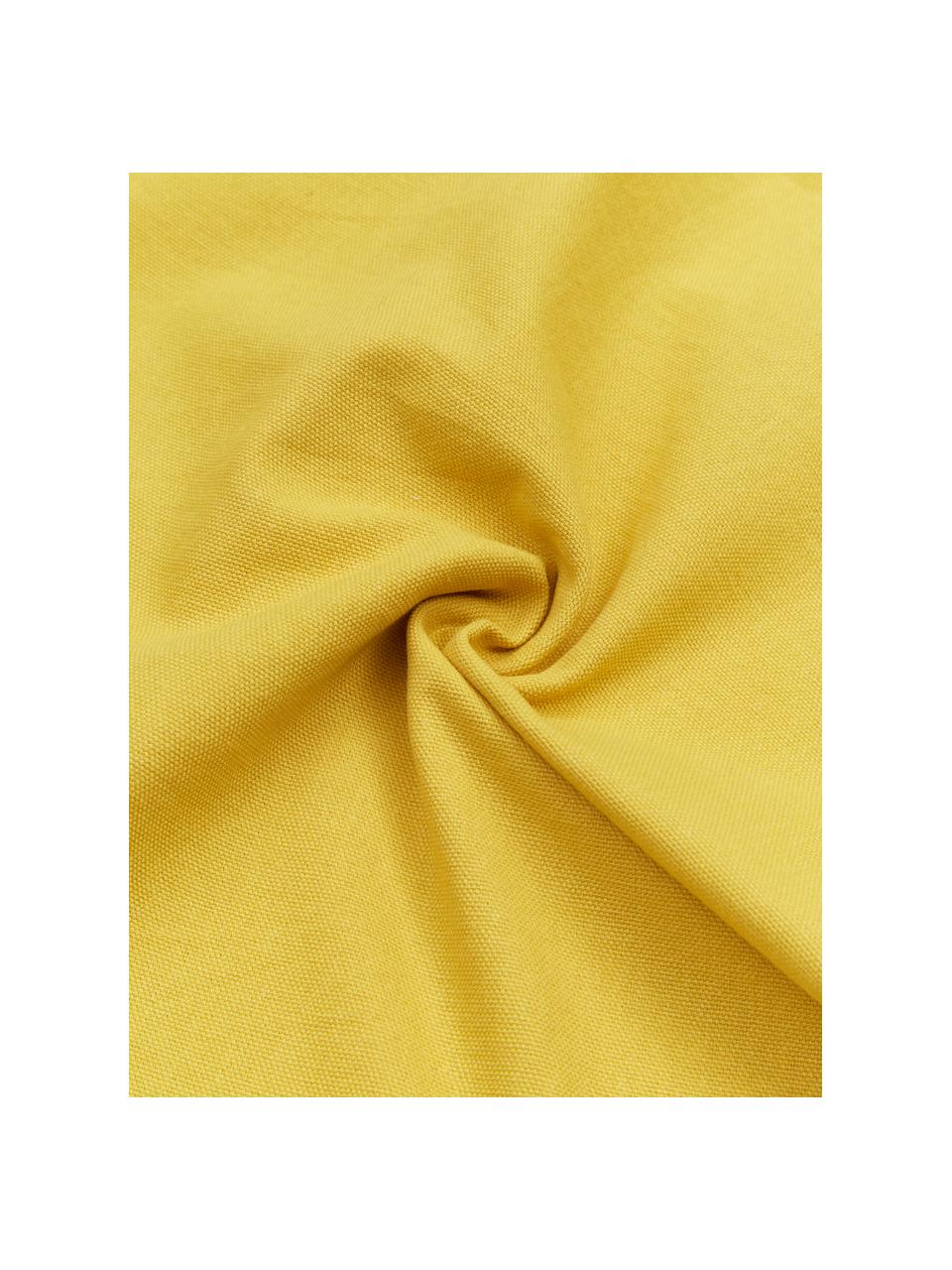Housse de coussin 40x40 en coton jaune à houppes Shylo, 100 % coton, Jaune, larg. 40 x long. 40 cm