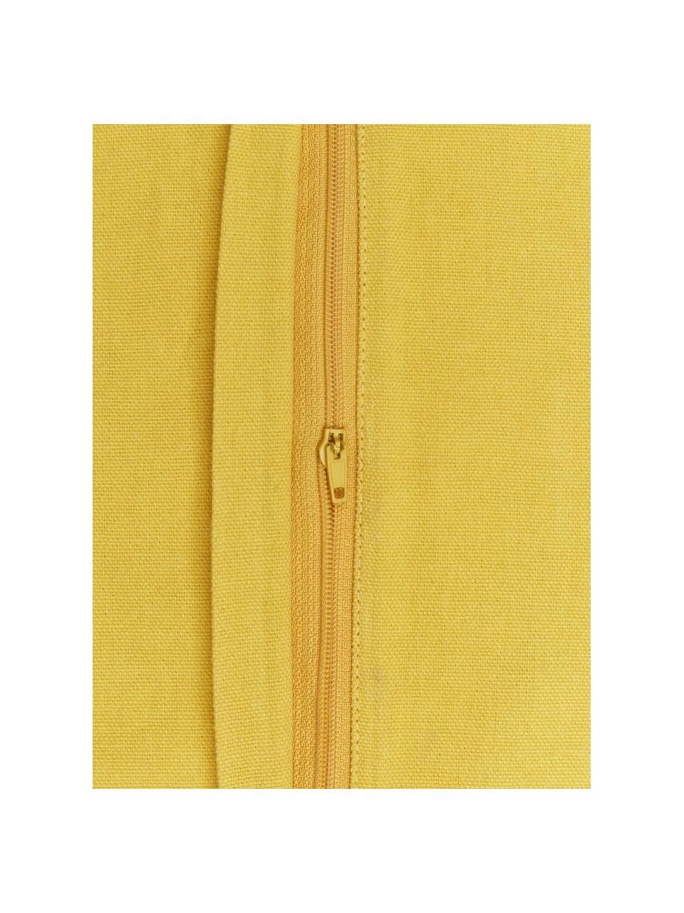 Housse de coussin 40x40 en coton jaune à houppes Shylo, 100 % coton, Jaune, larg. 40 x long. 40 cm