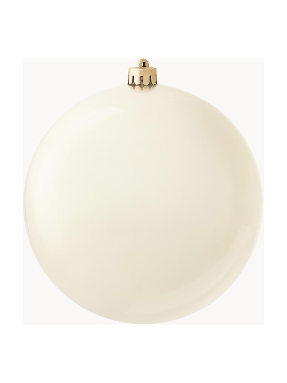 Boule de Noël incassable Stix, Plastique robuste, Blanc crème, Ø 14 cm