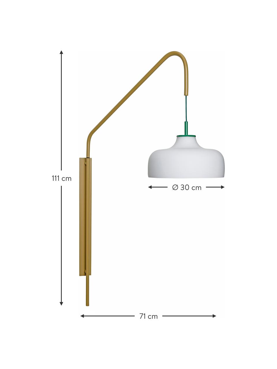 Lampada da parete con paralume in vetro Current, Paralume: vetro, Struttura: metallo rivestito, Bianco, giallo, Prof. 71 x Alt. 111 cm