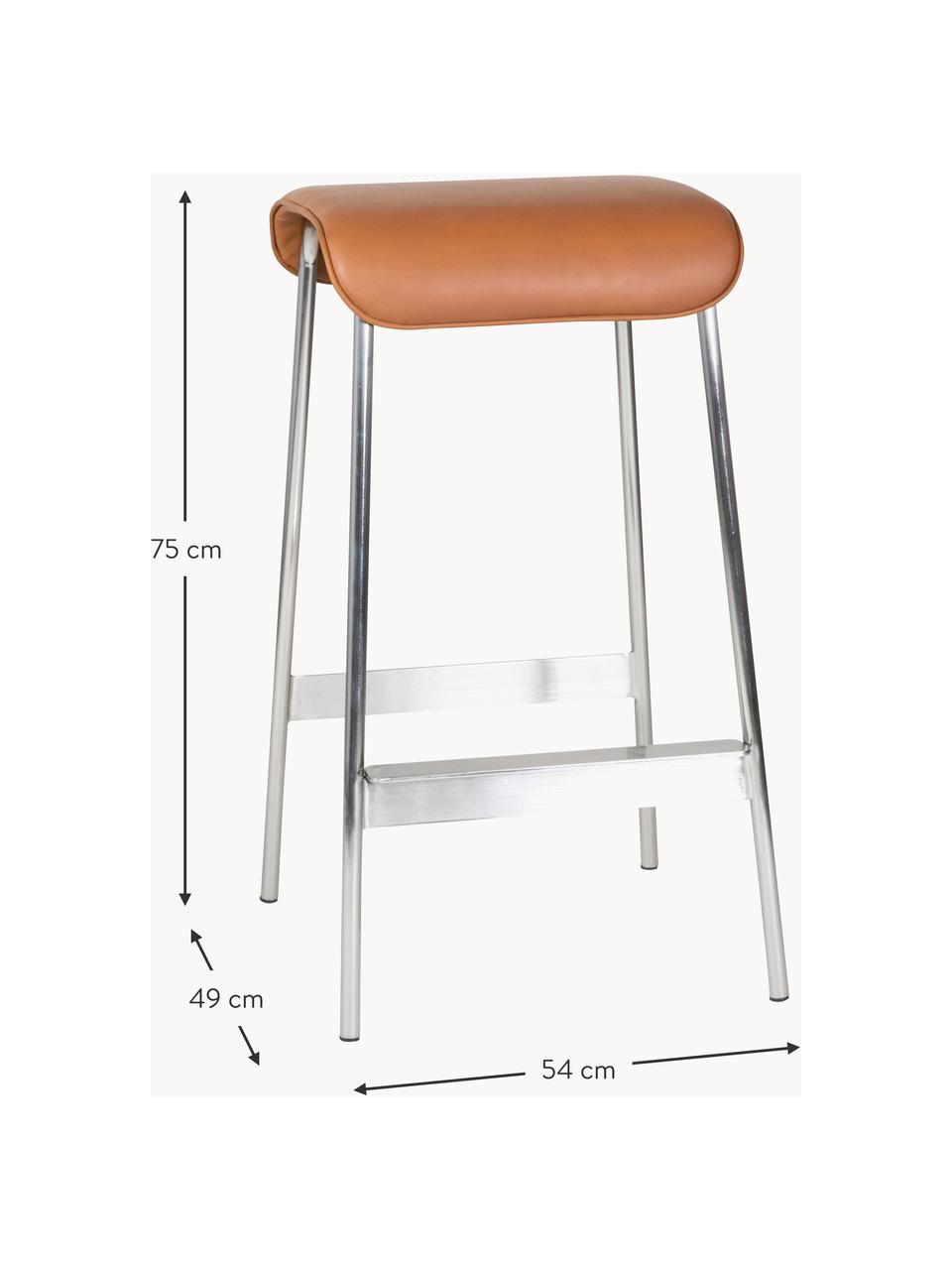 Barová židle z umělé kůže Avenue, Světle hnědá, stříbrná, Š 54 cm, V 75 cm