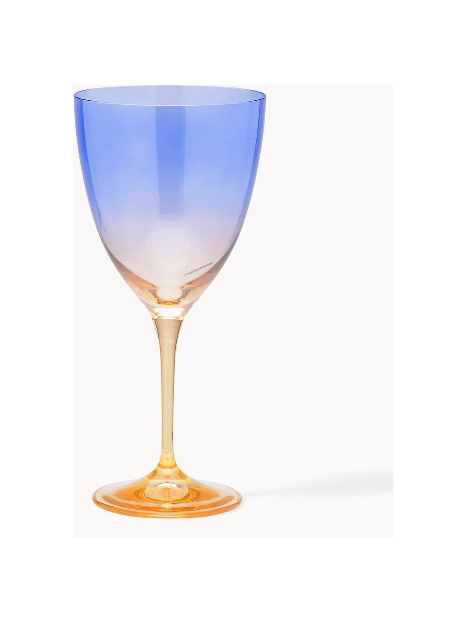 Bicchieri da vino Ombre Flash 2 pz, Vetro, Blu elettrico, giallo acceso, Ø 10 x Alt. 12 cm, 400 ml