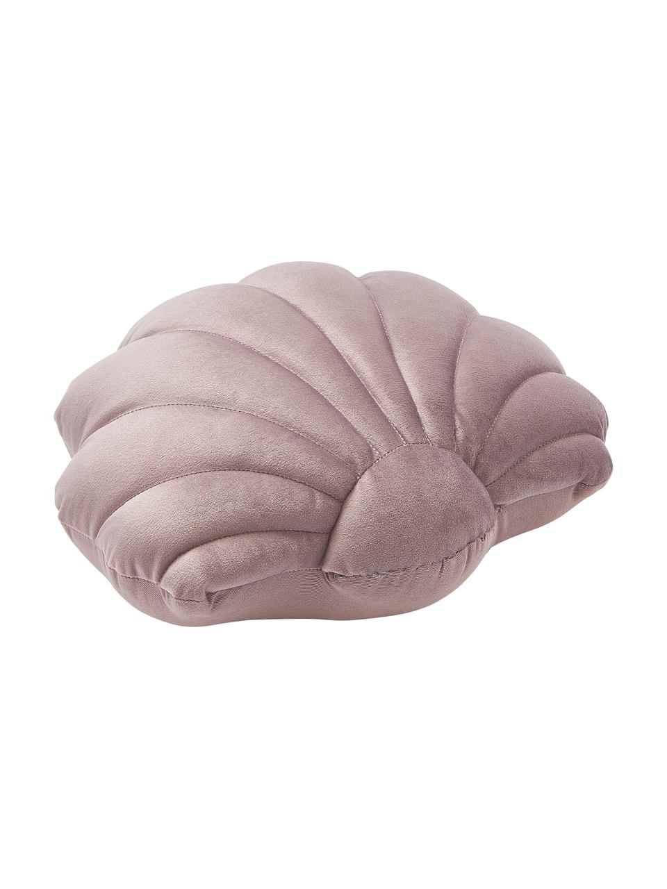 Samt-Kissen Shell in Muschelform, Vorderseite: 100% Polyestersamt, Rückseite: 100% Baumwolle, Taupe, B 32 x L 27 cm