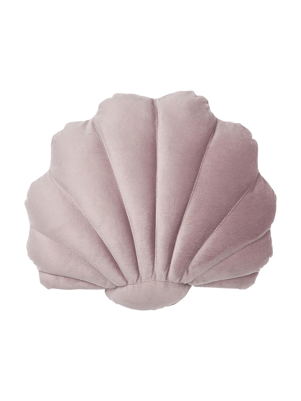 Samt-Kissen Shell in Muschelform, Vorderseite: 100% Polyestersamt, Rückseite: 100% Baumwolle, Taupe, B 32 x L 27 cm