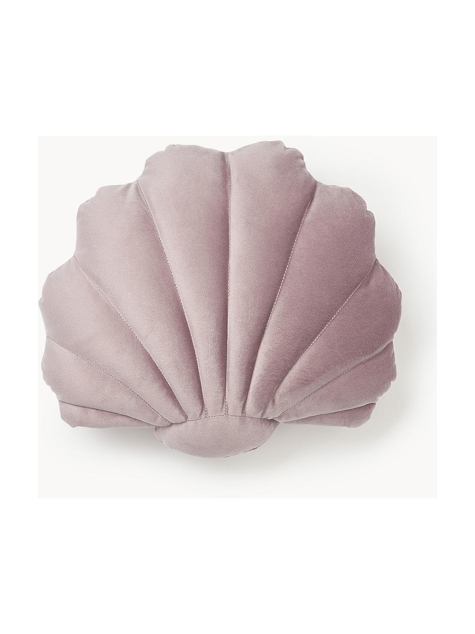 Coussin coquillage en velours Shell, Vieux rose, larg. 32 x long. 27 cm