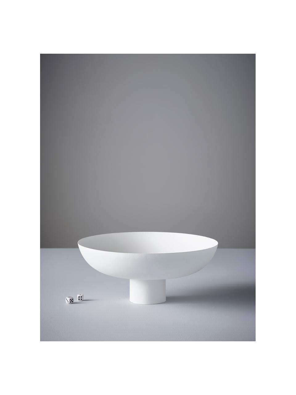 Grote decoratieve schaal Tower Ø 36 cm, Gecoat metaal, Wit, Ø 36 x H 15 cm