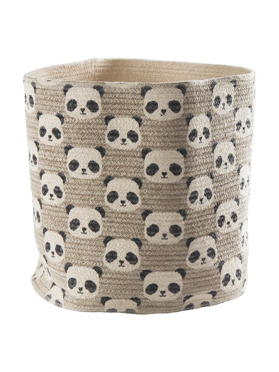 Panier de rangement Damon, Coton, Beige, noir, Ø 35 cm, haut. 35 cm