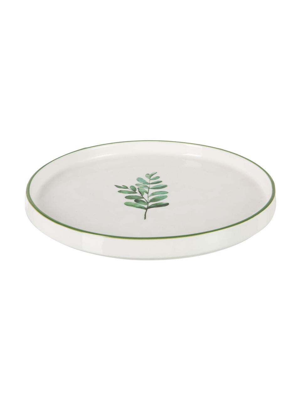 Piattino da dessert Eukalyptus 4 pz, New bone china, Bianco, verde, Ø 24 cm