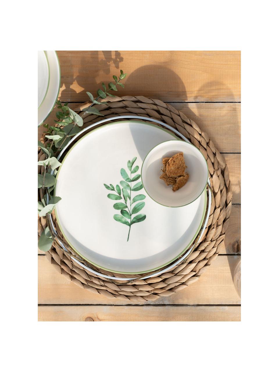 Piattino da dessert Eukalyptus 4 pz, New bone china, Bianco, verde, Ø 24 cm