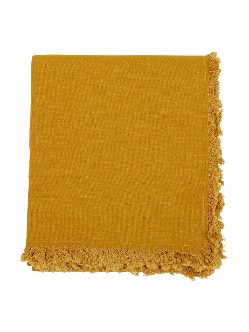 Tovaglia in cotone giallo con frange Nalia, Cotone, Giallo, Per 6-8 persone (Larg. 160 x Lung. 250 cm)