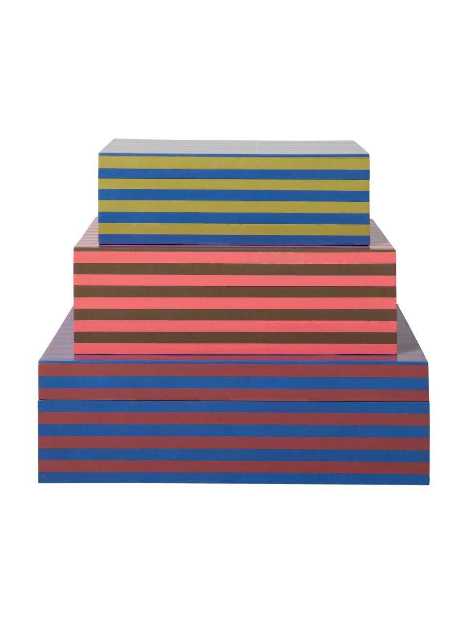 Set de cajas artesanales Dusk, 3 uds., Tablero de fibras de densidad media (MDF), poliresina, Multicolor, Set de diferentes tamaños