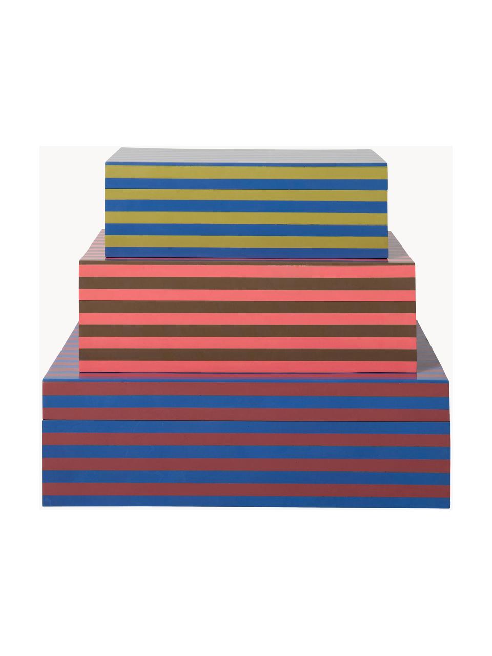 Handgemachte Aufbewahrungsboxen Dusk, 3er-Set, Mitteldichte Holzfaserplatte (MDF), Polyresin, Mehrfarbig, Set mit verschiedenen Größen