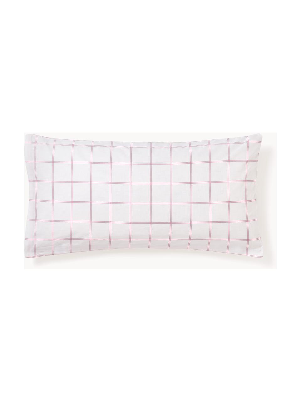 Bavlněný károvaný oboustranný povlak na polštář Enna, Bílá, růžová, Š 40 cm, D 80 cm
