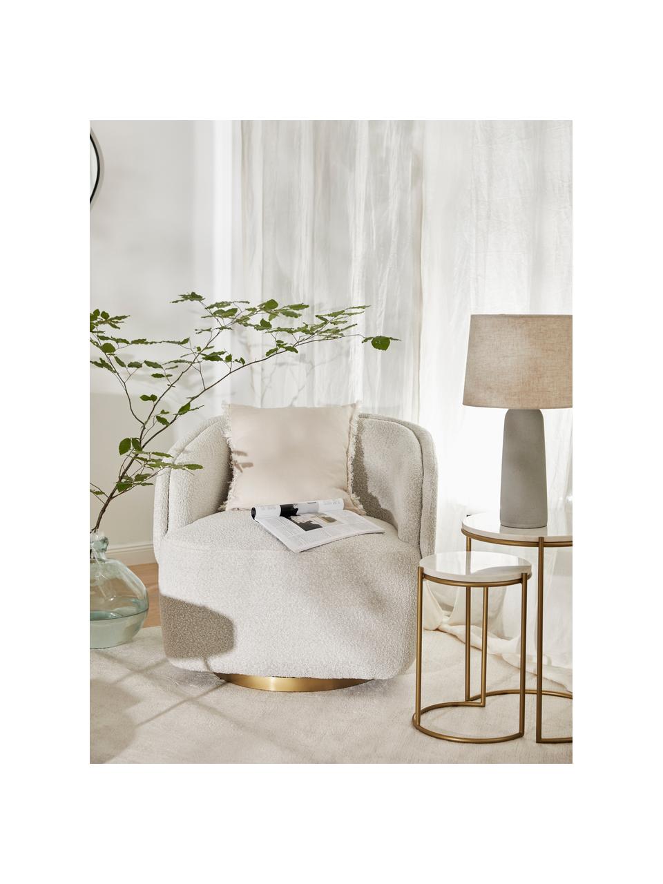 Veľká stolová lampa s betónovým podstavcom Kaya, Béžová, svetlosivá, Ø 29 x V 52 cm