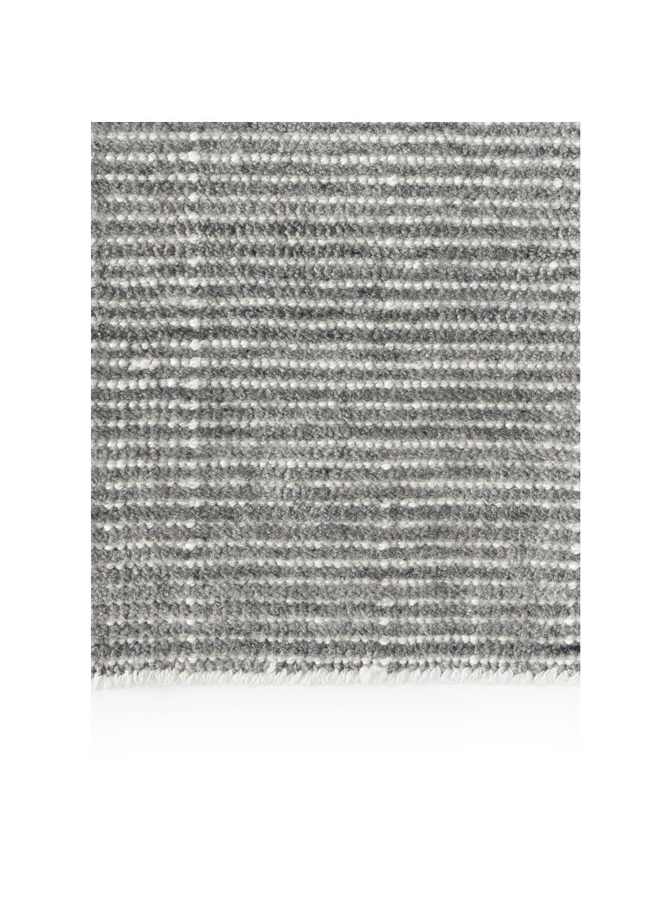 Tapis de couloir tissé main Willow, 100 % polyester, certifié GRS, Gris, blanc, larg. 80 x long. 250 cm