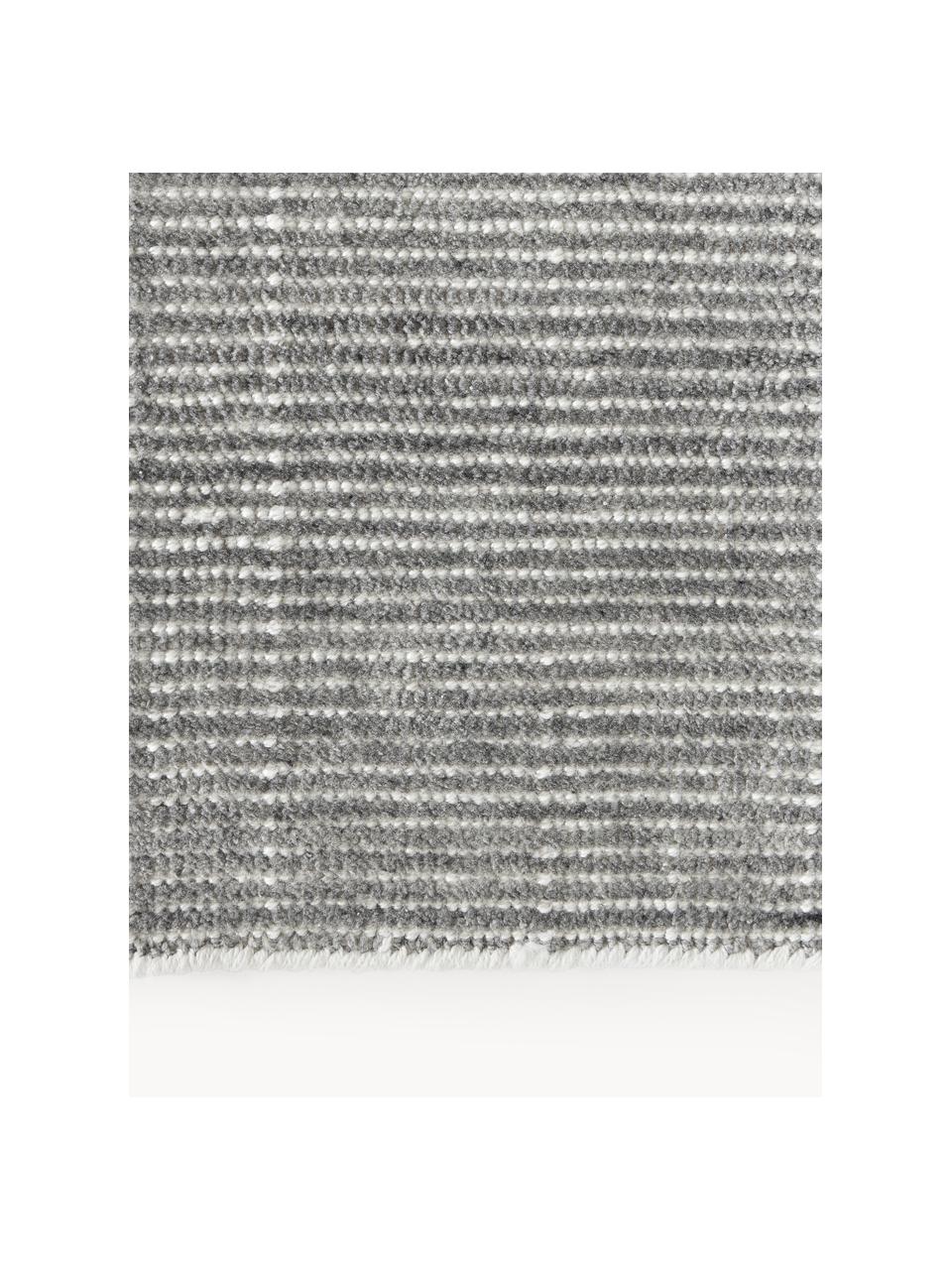 Handgewebter Kurzflor-Läufer Willow, 100% Polyester, GRS-zertifiziert, Grau, Weiss, B 80 x L 250 cm