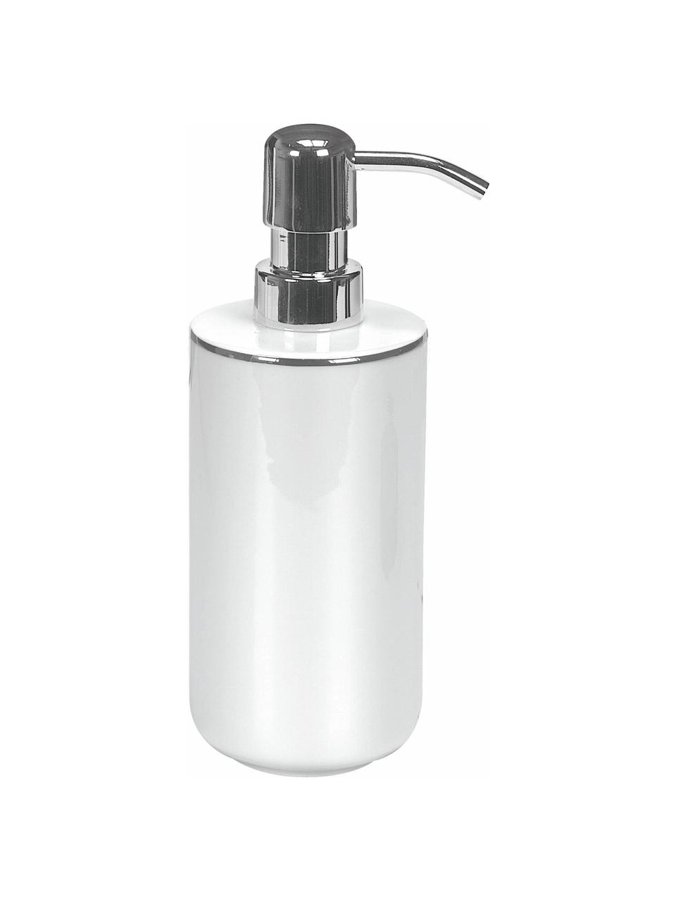 Dispenser sapone in porcellana Noblesse, Testa della pompa: metallo, Bianco, Ø 8 x Alt. 19 cm