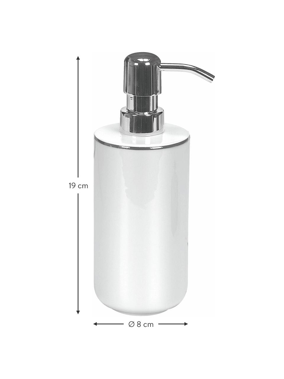 Dosificador de jabón de porcelana Noblesse, Recipiente: porcelana, Dosificador: metal, Blanco, Ø 8 x Al 19 cm