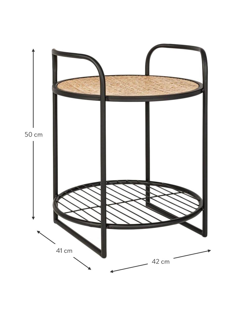 Odkládací stolek s ratanovým výpletem Elyot, Světle hnědá, černá, Š 42 cm, H 41 cm