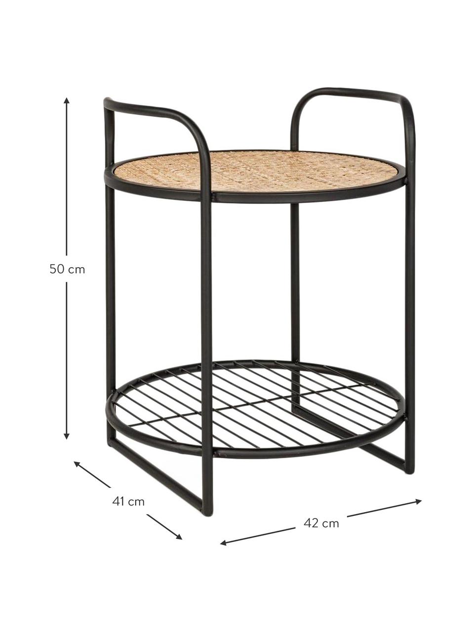 Tavolino con intreccio in rattan Elyot, Ripiano: acciaio verniciato a polv, Struttura: acciaio verniciato a polv, Marrone chiaro, nero, Larg. 42 x Prof. 41 cm