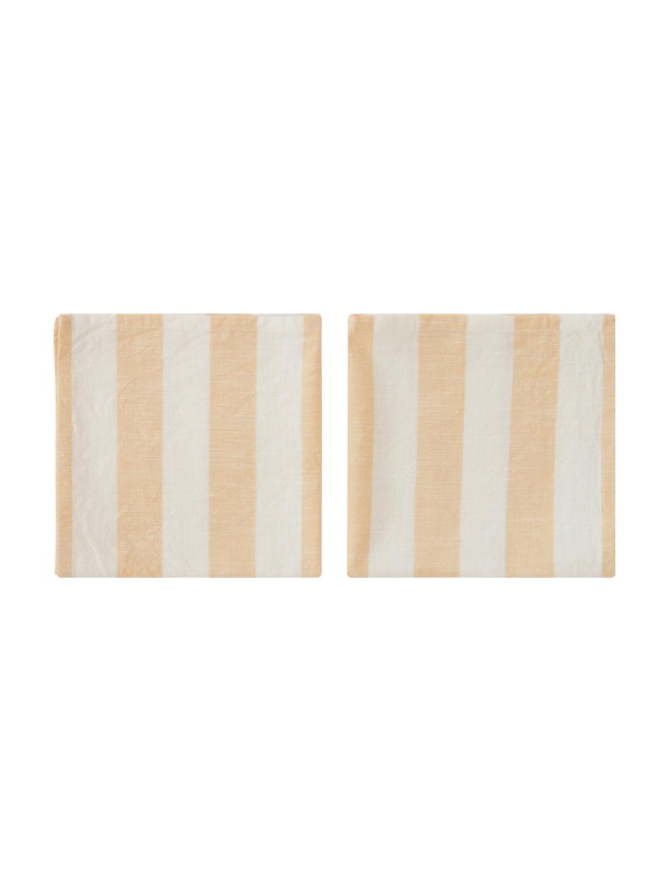 Serviettes de table coton Strip, 2 pièces, Coton, Jaune, blanc, larg. 45 x long. 45 cm