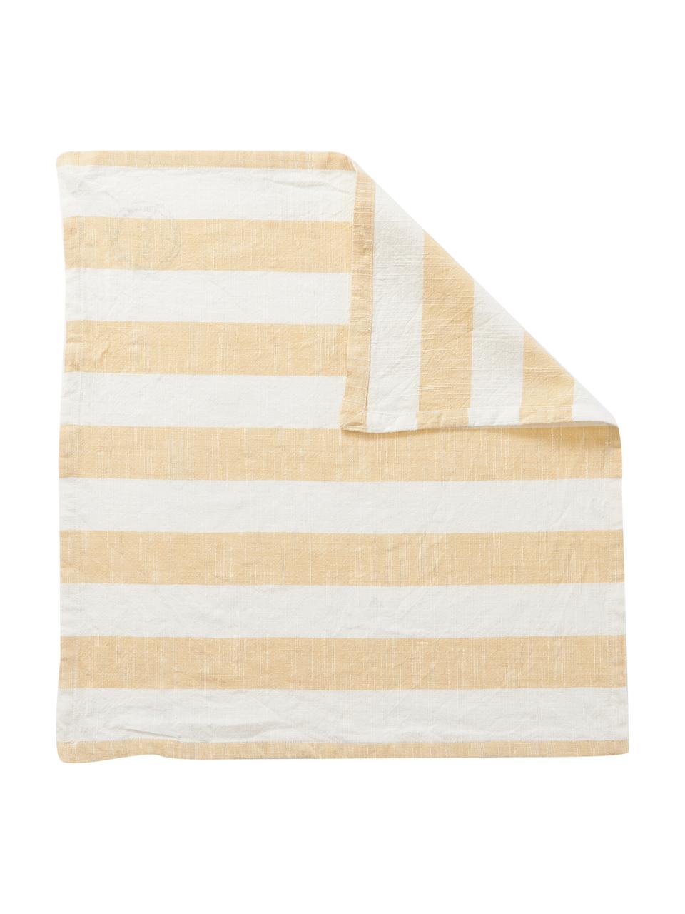 Stoffservietten Strip, 2 Stück, 100 % Baumwolle, Gelb, Weiß, B 45 x L 45 cm