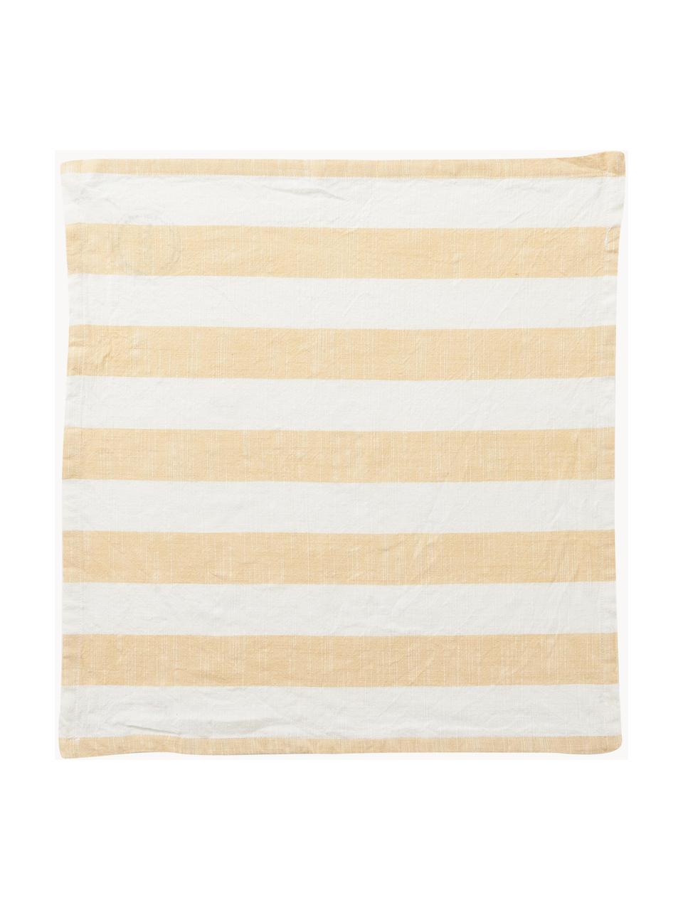 Stoffen servetten Strip van katoen, 2 stuks, 100% katoen, Geel, wit, B 45 x L 45 cm