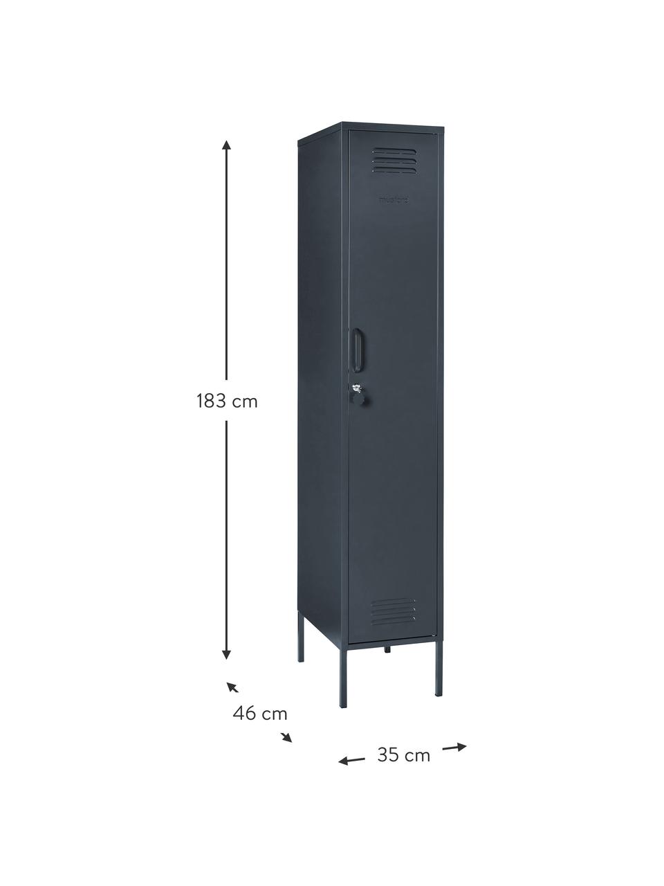 Kleine kledingkast Skinny, Gepoedercoat staal, Antraciet, B 35 x H 183 cm