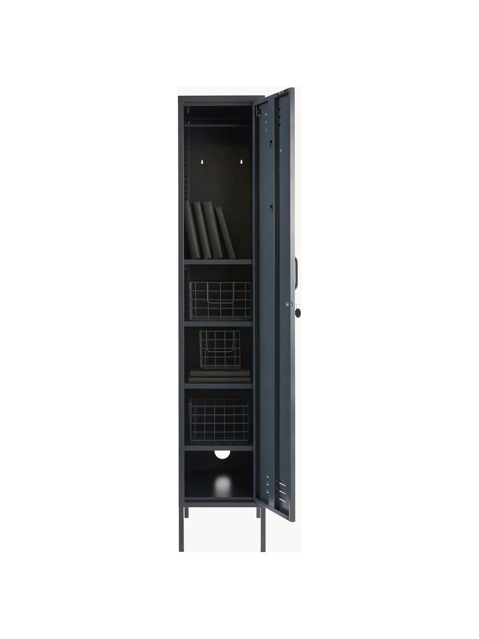 Kleiner Kleiderschrank Skinny, Stahl, pulverbeschichtet, Anthrazit, B 35 x H 183 cm