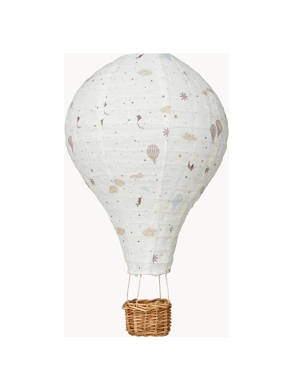 Lampa wisząca z bawełny organicznej Dreamland, Stelaż: drewno naturalne, Złamana biel, beżowy, drewno naturalne, Ø 25 x W 41 cm