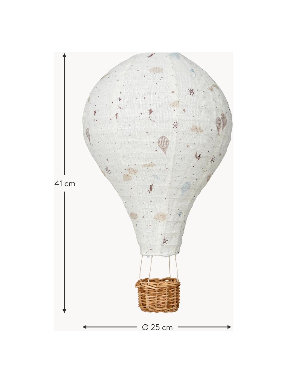 Lampa wisząca z bawełny organicznej Dreamland, Stelaż: drewno naturalne, Złamana biel, beżowy, drewno naturalne, Ø 25 x W 41 cm