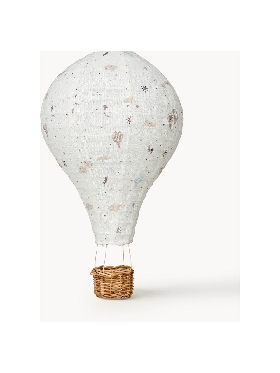 Lampa wisząca z bawełny organicznej Dreamland, Stelaż: drewno naturalne, Złamana biel, beżowy, drewno naturalne, Ø 25 x W 41 cm