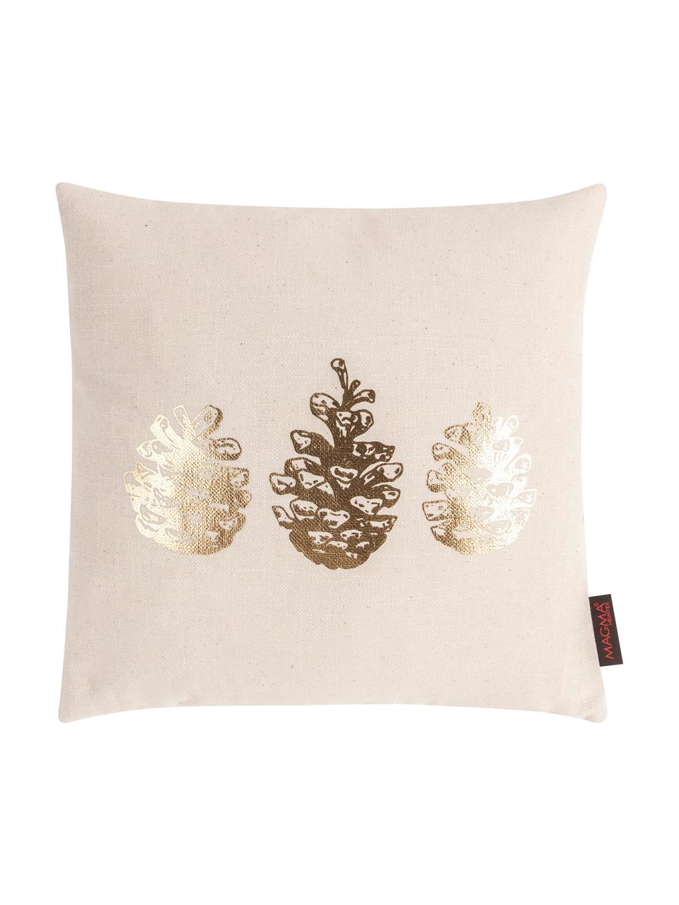 Housse de coussin 40x40 Noël Goldwert, Endroit : beige, couleur dorée<br>Envers : beige