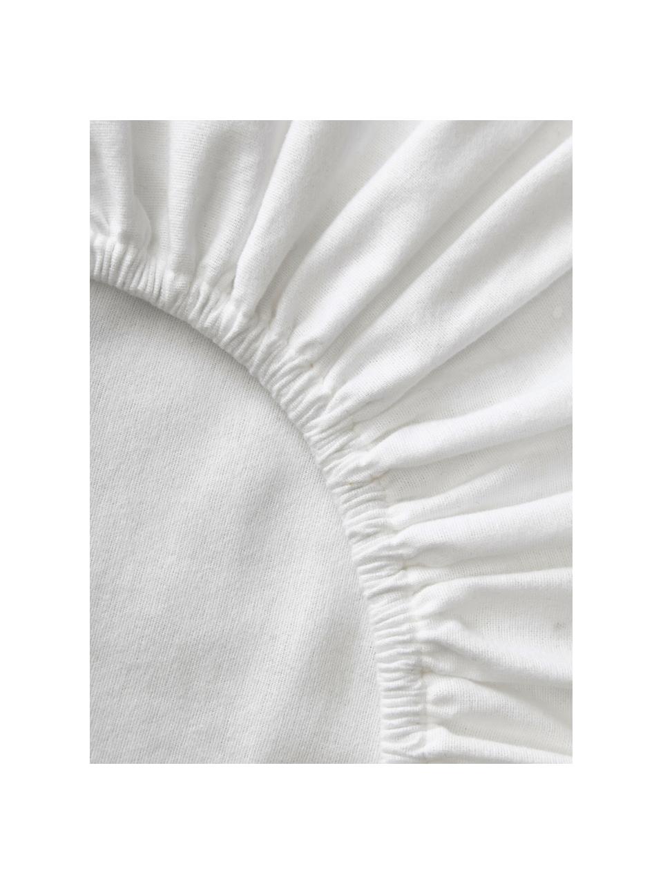 Drap-housse en flanelle Biba, Blanc, larg. 200 x long. 200 cm, haut. 25 cm