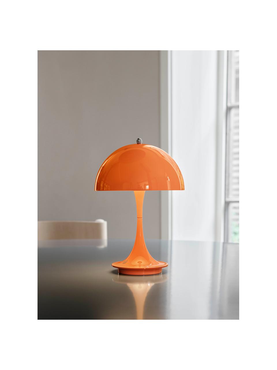 Lampada da tavolo portatile a LED con luce regolabile Panthella, alt. 24 cm, Paralume: acciaio rivestito, Struttura: alluminio rivestito, Acciaio arancione, Ø 16 x Alt. 24 cm