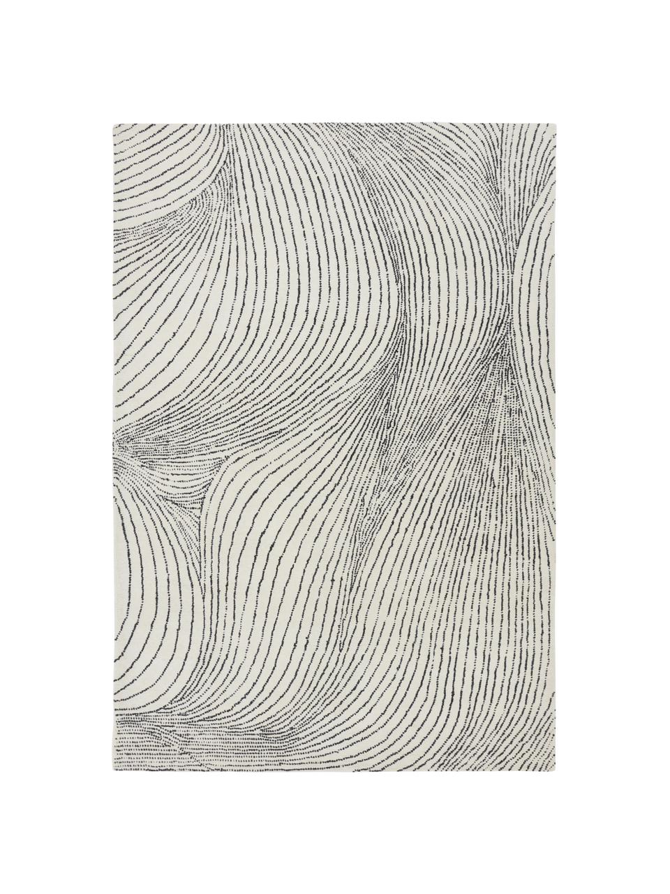 Alfombra artesanal grande de lana Waverly, 100% lana
Las alfombras de lana se pueden aflojar durante las primeras semanas de uso, la pelusa se reduce con el uso diario, Blanco, negro, An 160 x L 230 cm (Tamaño M)