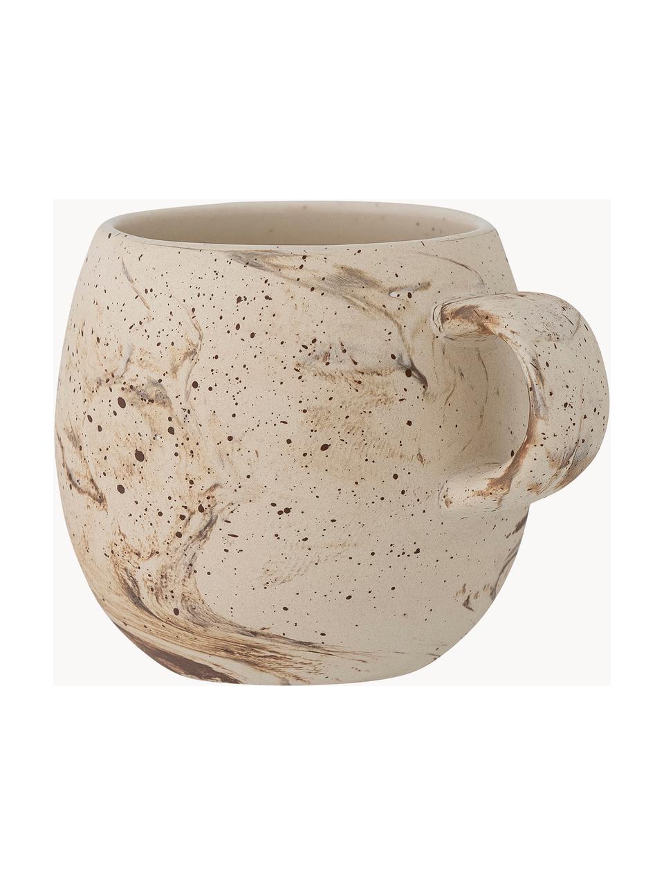 Handgemachte Tasse Stacy mit effektvoller Glasur, Steingut, Hellbeige, gesprenkelt, Ø 9 x H 8 cm, 250 ml