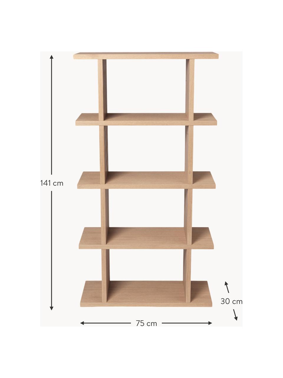 Holz-Regal Kona, Mitteldichte Spanplatte mit Eichenholzfurnier, lackiert

Dieses Produkt wird aus nachhaltig gewonnenem, FSC®-zertifiziertem Holz gefertigt., Eichenholz, hell lackiert, B 75 x H 141 cm