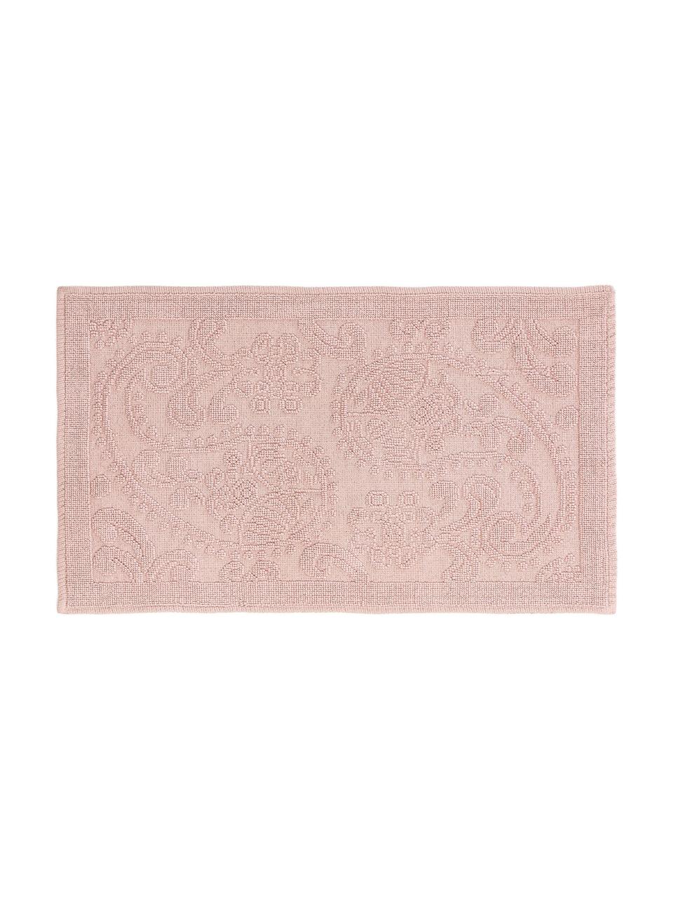 Badvorleger Kaya in Rosa mit floralem Muster, 100% Baumwolle, Rosa, 50 x 80 cm