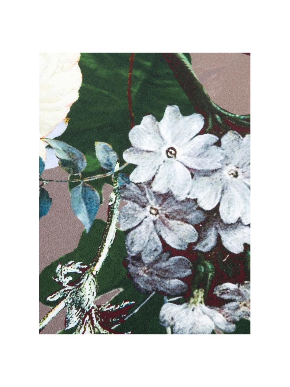 Baumwollsatin-Bettwäsche Fleur mit Blumen-Muster, Webart: Satin Fadendichte 209 TC,, Vorderseite: Taupe, Weiss, Gelb; Rückseite: Taupe, 135 x 200 cm + 1 Kissen 80 x 80 cm