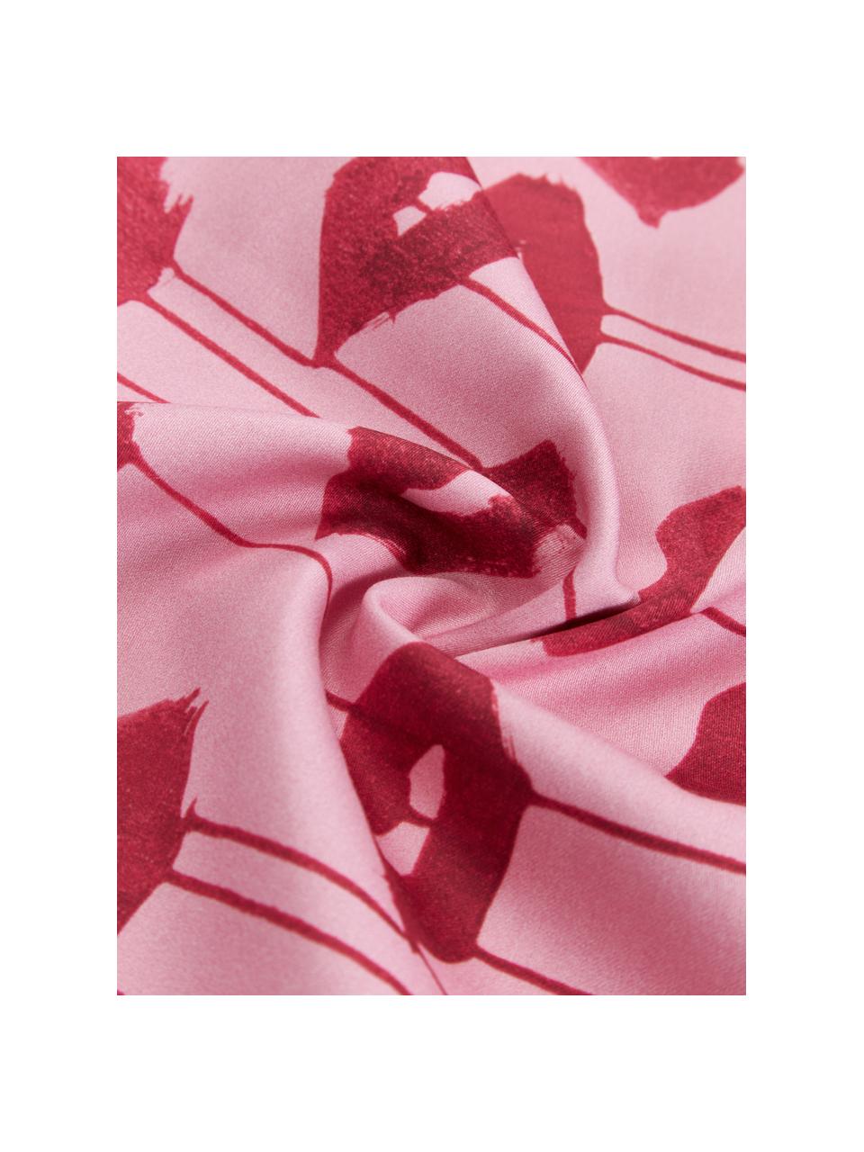 Dizajnové obliečky na vankúše z bavlneného saténu Kacy, 2 ks, Bledoružová, červená, Š 40 x D 80 cm