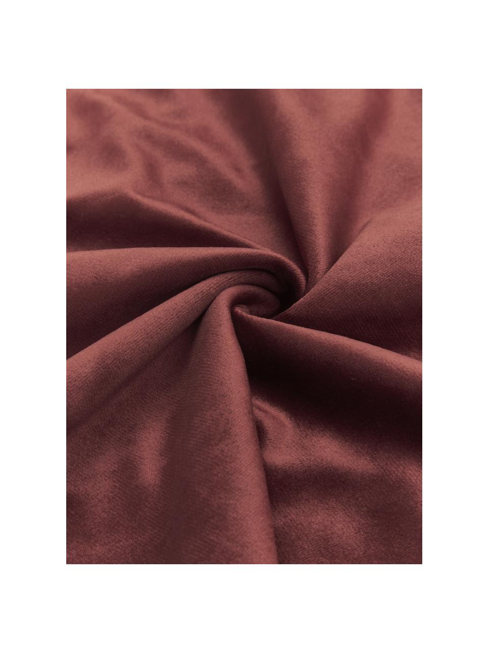 Housse de coussin velours terracotta Nobless, 100 % velours de polyester, Rouge terracotta, larg. 50 x long. 50 cm
