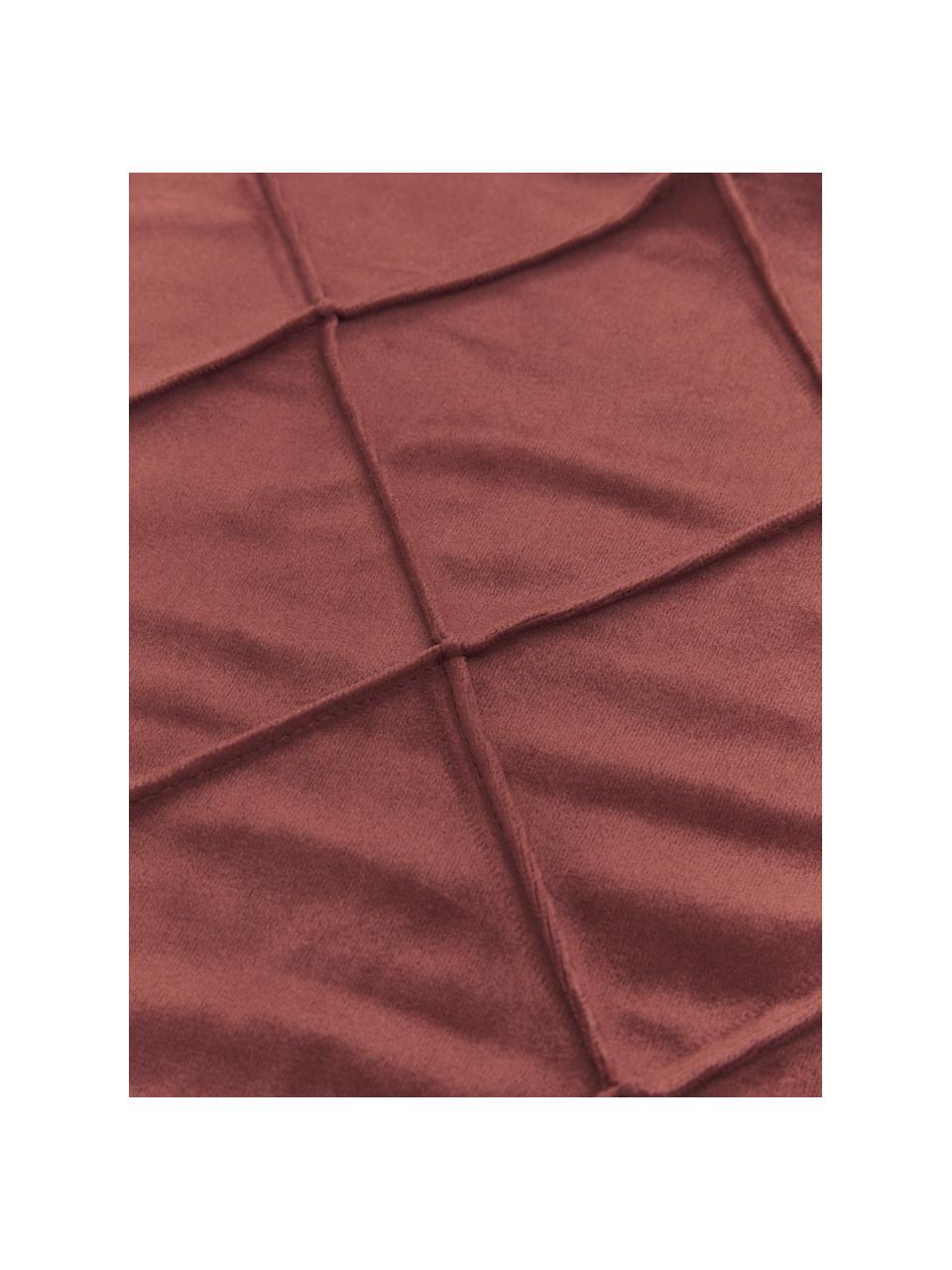 Samt-Kissenhülle Nobless in Terrakotta mit erhabenem Rautenmuster, 100% Polyestersamt, Terrakotta, B 50 x L 50 cm